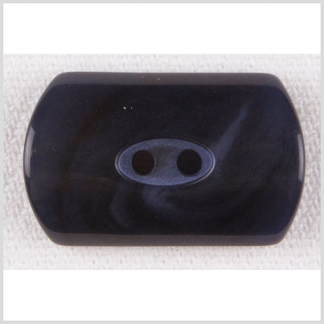 Rounded Rectangular Plastic 2-Hole Button - 36L/23mm - Navy Blue Swirls