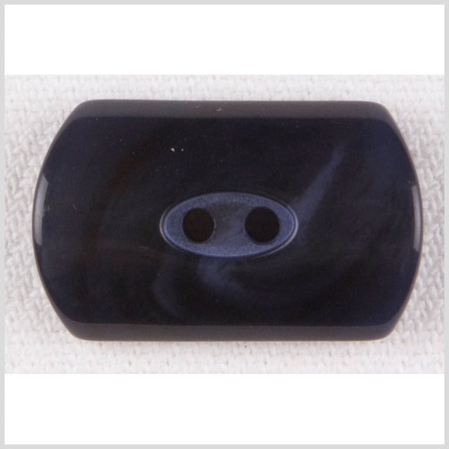 Rounded Rectangular Plastic 2-Hole Button - 36L/23mm - Navy Blue Swirls