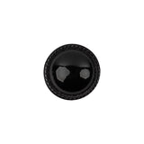 Shiny Black Saw Tooth Rim Plastic Shank Back Button - 24L/15mm