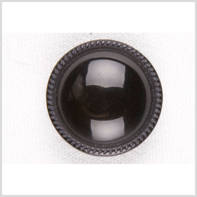 Plastic Shank Back Button - 34L/21.5mm - Black Dome and Saw Tooth Rim