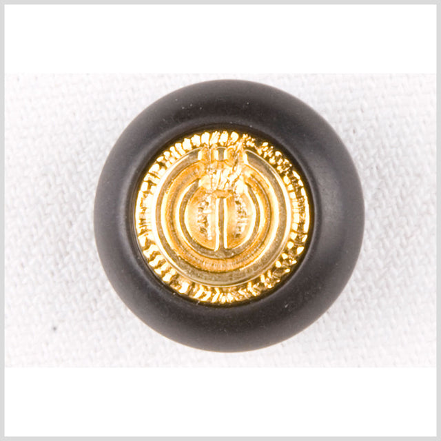 Plastic Shank Back Button - 28L/18mm - Black Dome with Fancy Medallion