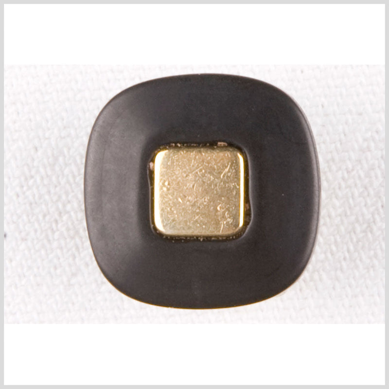 Black/Gold Plastic Button - 24L/15mm