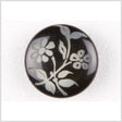 Black and Gray Floral Plastic Shank-Back Button - 36L/23mm