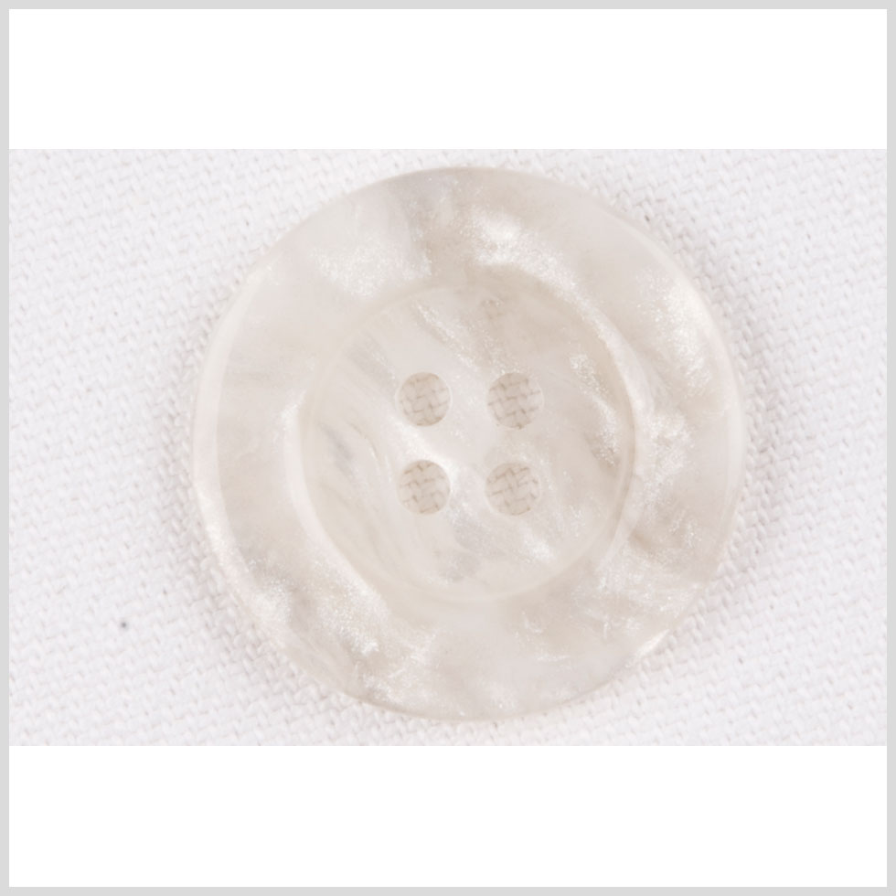 Plastic 4-Hole Button - 32L/20mm - Ivory and White Shimmer Swirl