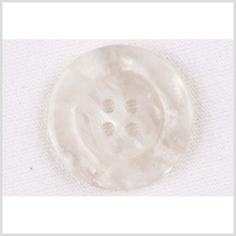 Plastic 4-Hole Button - 40L/25.5mm - Ivory and White Shimmer Swirl
