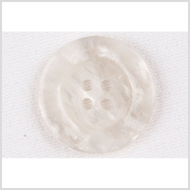 Plastic 4-Hole Button - 40L/25.5mm - Ivory and White Shimmer Swirl