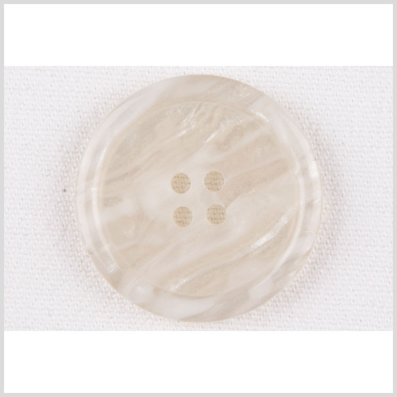 Plastic 4-Hole Button - 40L/25.5mm - Ivory and White Waves