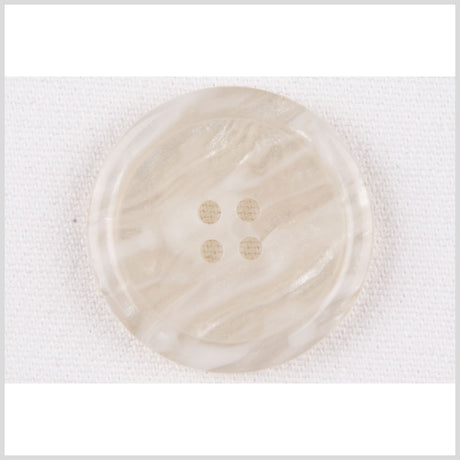 Plastic 4-Hole Button - 40L/25.5mm - Ivory and White Waves