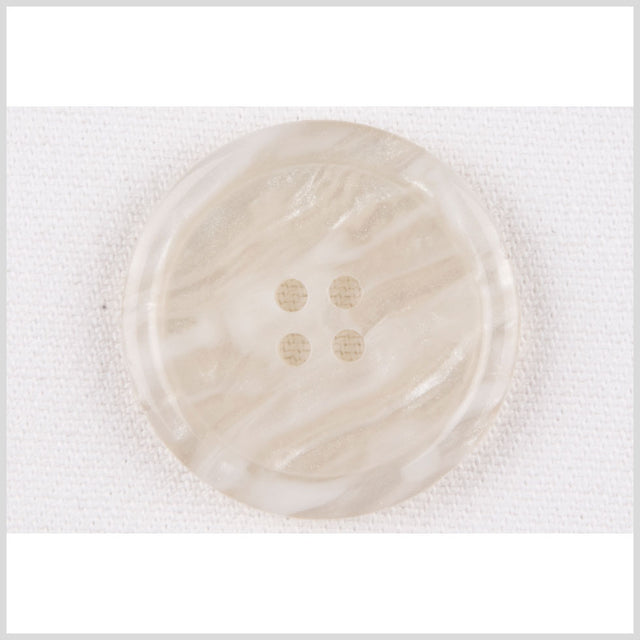 Plastic 4-Hole Button - 40L/25.5mm - Ivory and White Waves