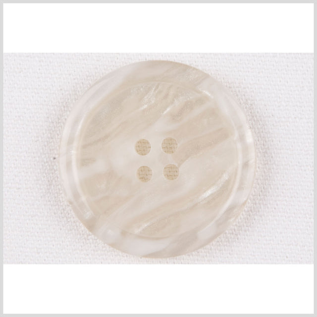Plastic 4-Hole Button - 50L/32mm - Ivory and White Waves