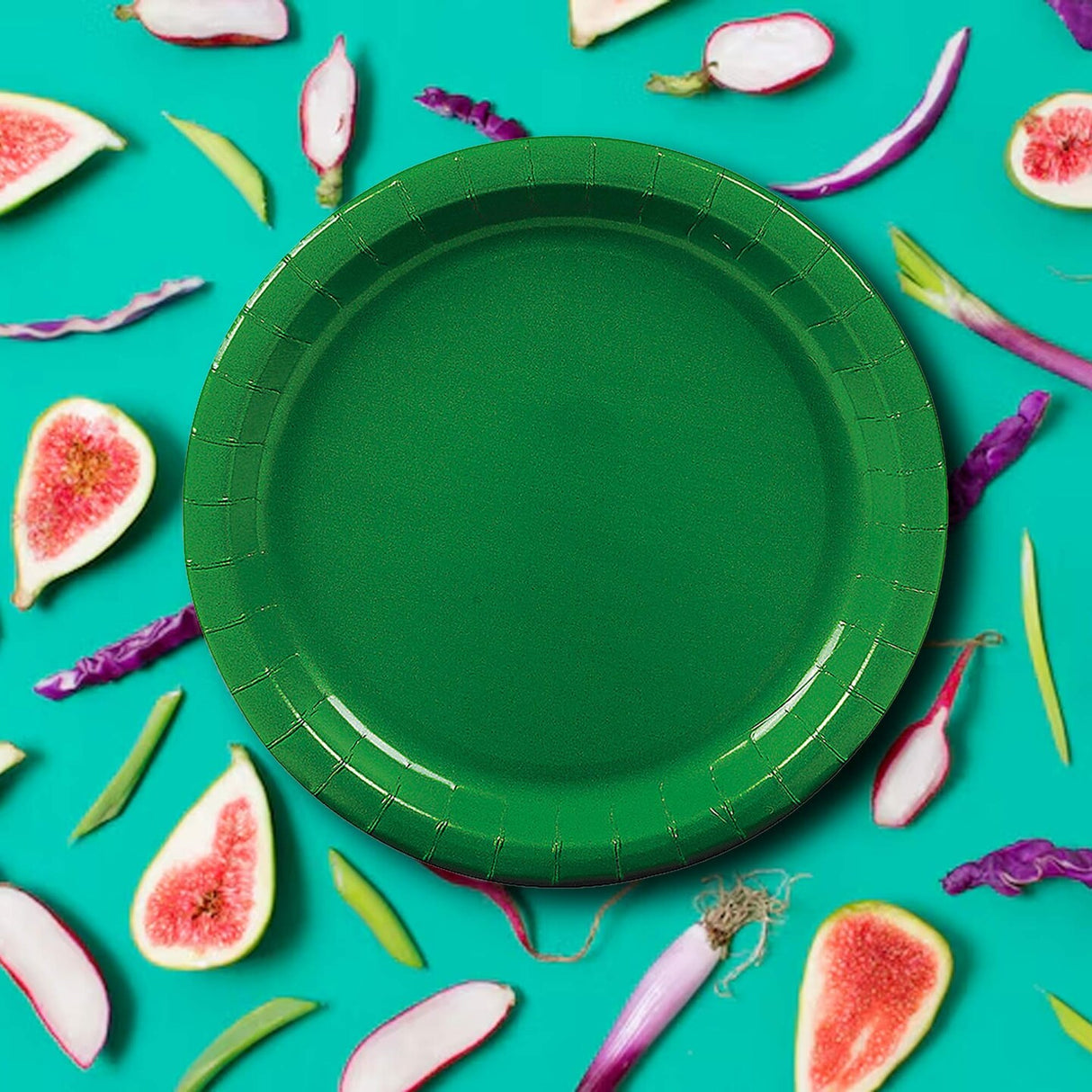 24 Count Green Paper Plates 7" Round Disposable Dessert Plates for Parties