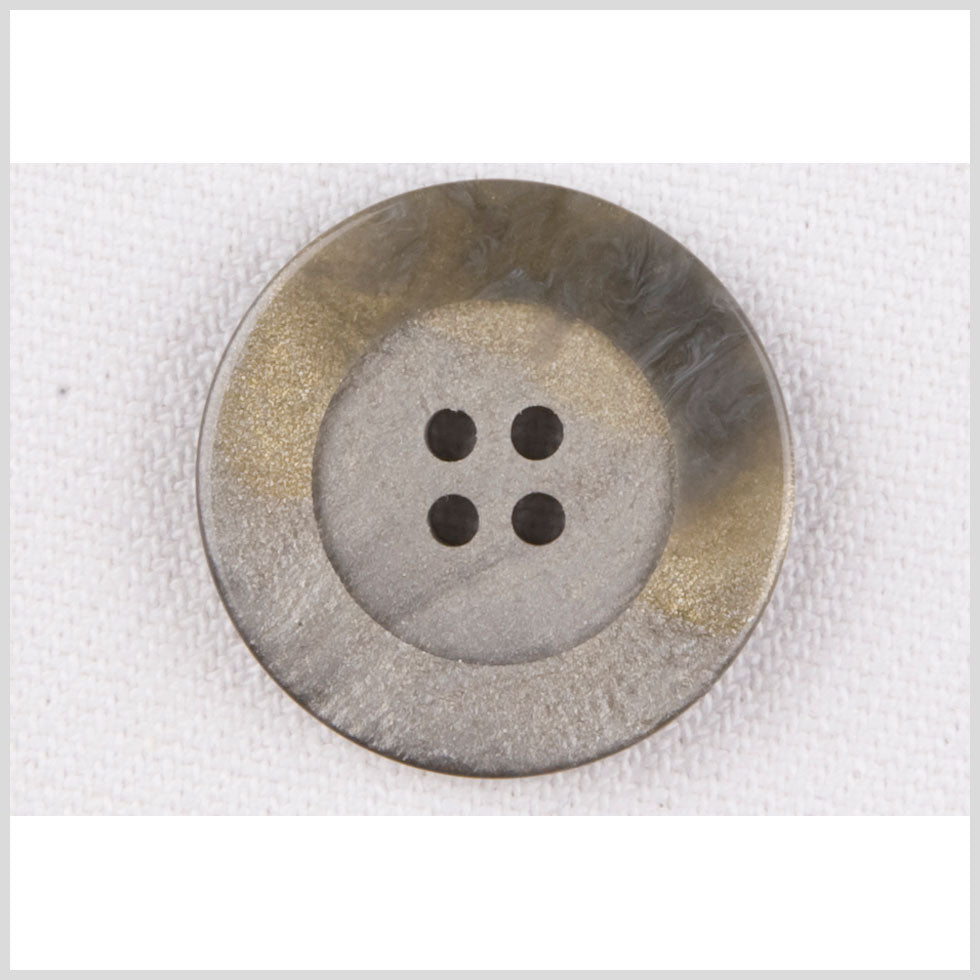 Plastic 4-Hole Button - 32L/20mm - Gray Shimmer and Gold Glitter Swirl
