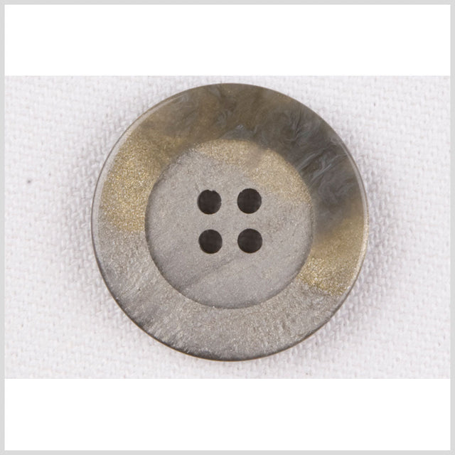 Plastic 4-Hole Button - 32L/20mm - Gray Shimmer and Gold Glitter Swirl
