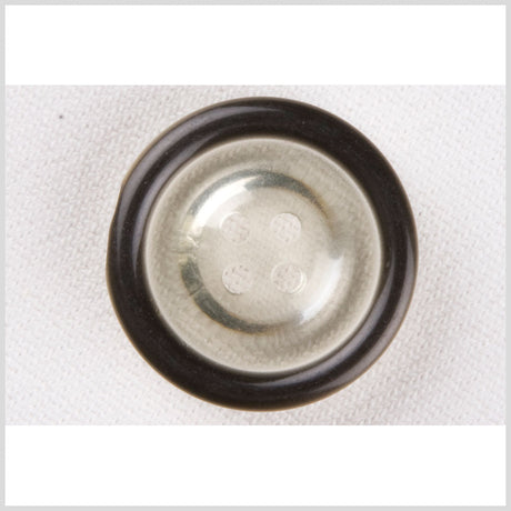 Plastic 4-Hole Button - 40L/25.5mm - Clear with Opaque Dark Gray Rim
