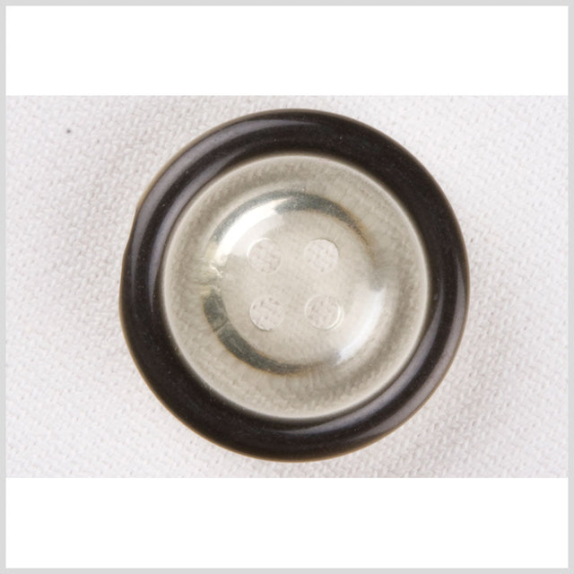 Plastic 4-Hole Button - 40L/25.5mm - Clear with Opaque Dark Gray Rim