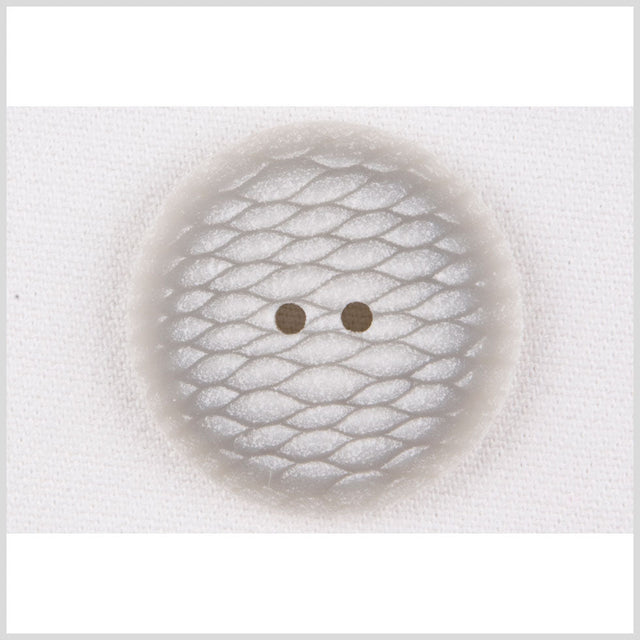 Plastic 2-Hole Button - 44L/28mm - Pale Gray and White Fish Scales