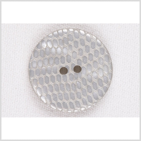 Plastic 2-Hole Button - 36L/23mm - Light Gray Reptile Scales Embossed
