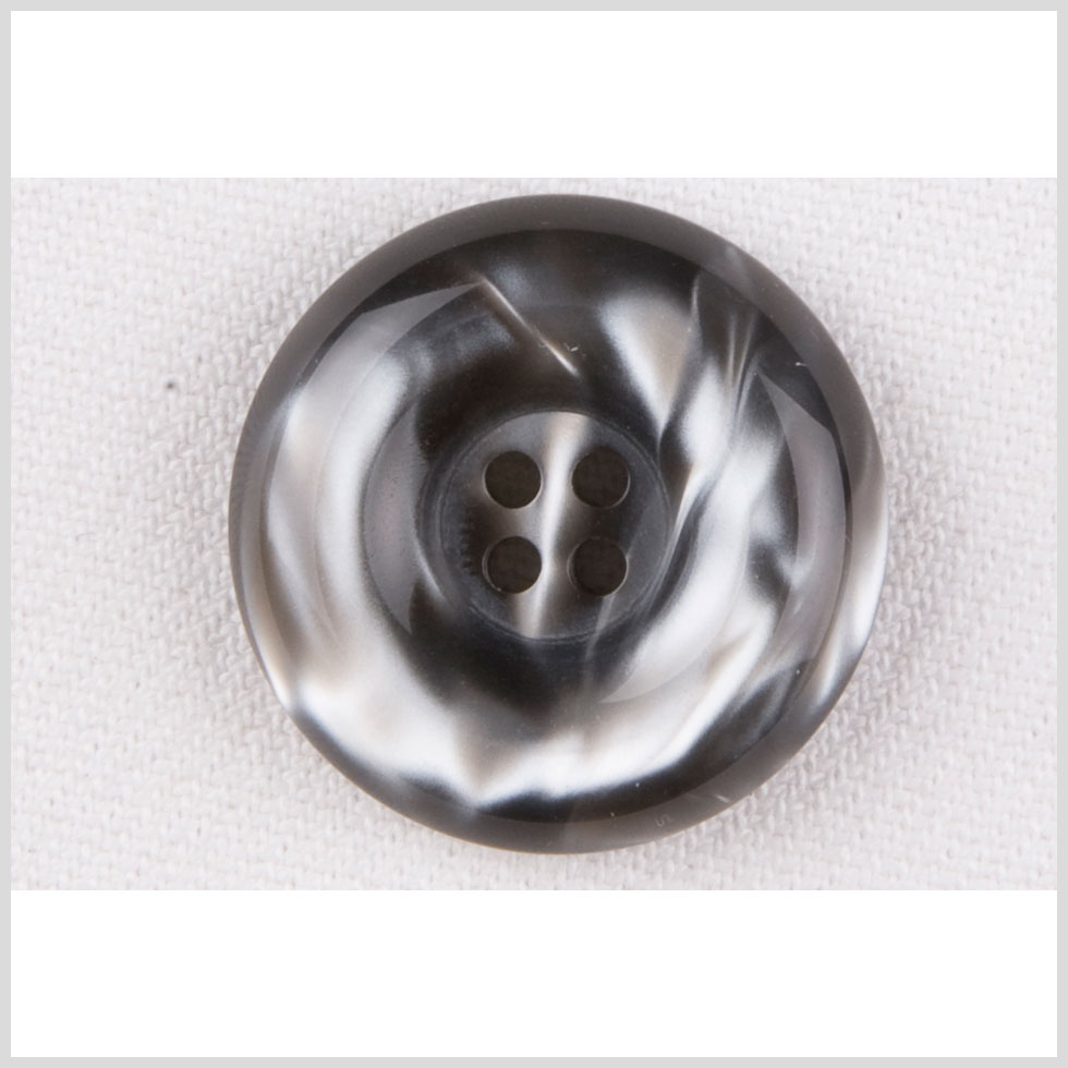 Plastic 4-Hole Button - 40L/25.5mm - Gray and White Shimmer Swirl Tire Rim