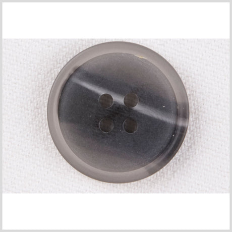 Plastic 4-Hole Button - 24L/15mm - Charcoal, Gray and White Streaks