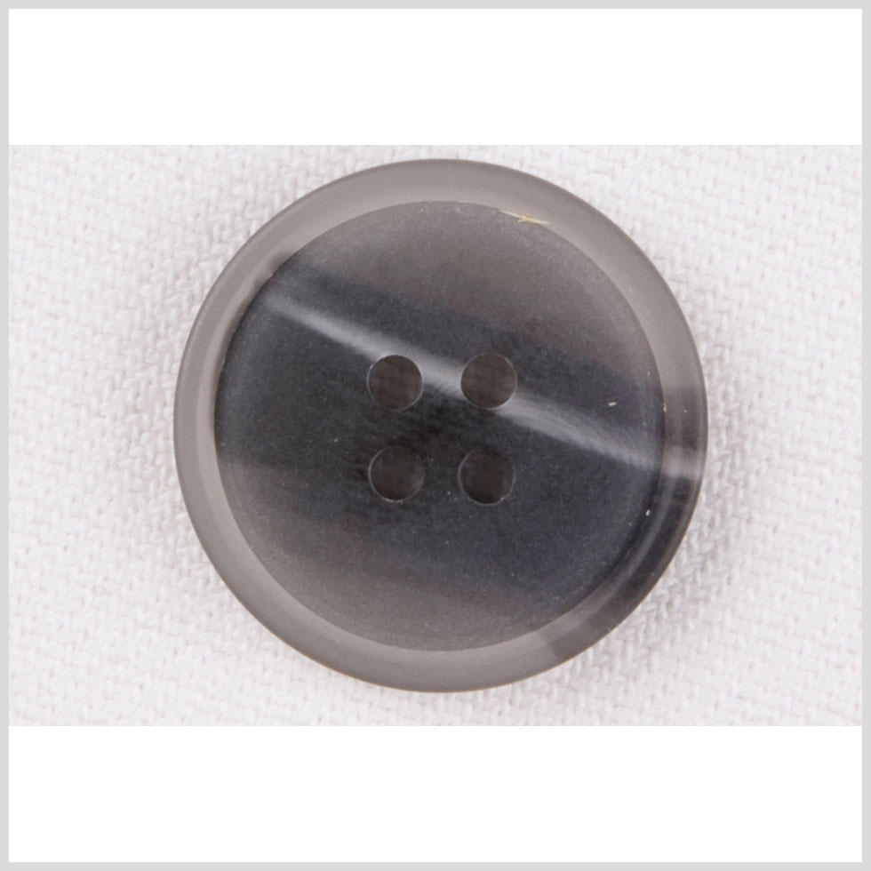 Plastic 4-Hole Button - 34L/21.5mm - Charcoal, Gray and White Streaks