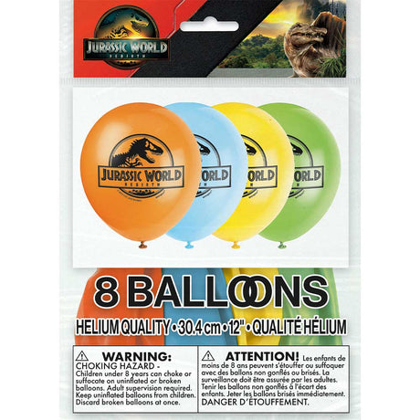 Kids Jurassic World Latex Balloons 12 Inch 8 Pack