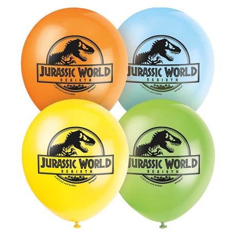 Kids Jurassic World Latex Balloons 12 Inch 8 Pack