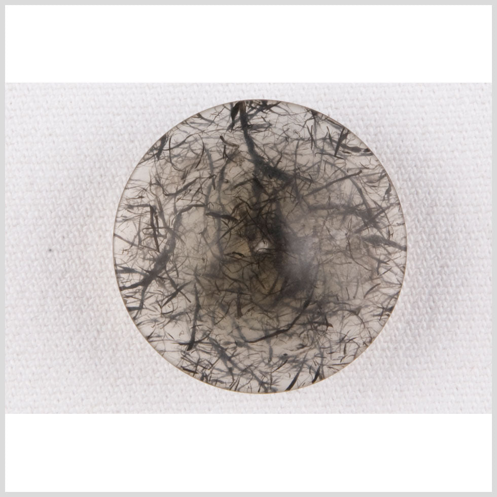 Plastic Shank Back Button - 24L/15mm - Translucent Gray with Charcoal Thread Inclusions