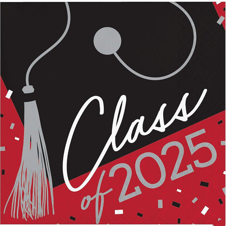 Creative Converting School Spirit Red Class of 2025 Paper Beverage Napkins, 108 ct.
