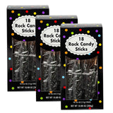 8" Black Rock Candy Sticks - 18 Pack, 10.8 oz