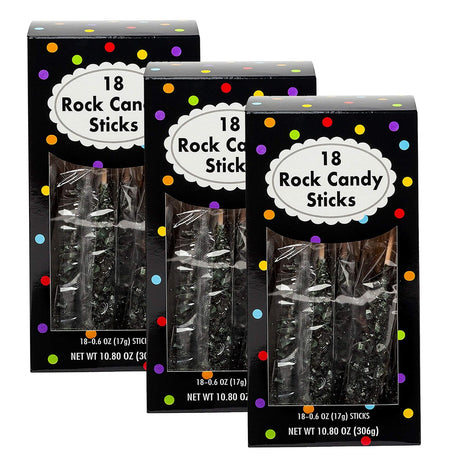 8" Black Rock Candy Sticks - 18 Pack, 10.8 oz