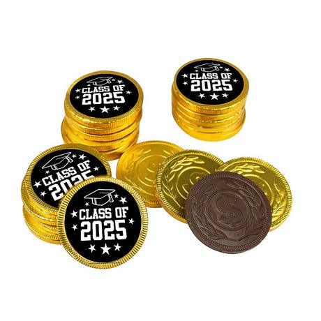 5.5 oz Pink Class of 2025 Foil-Wrapped Chocolate Coins - 30 Pieces
