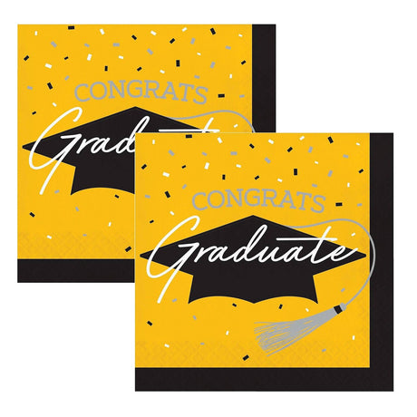Creative Converting School Spirit Yellow Graduation Dinner Napkins – 108ct