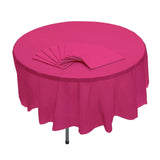 82" Bulk Pack of 12 Hot Pink Banquet-Style Round Disposable Plastic Tablecloths