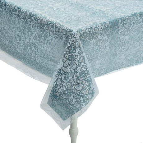 White Lace-Printed & Light Pink Rectangle Disposable Plastic Tablecloth Kit - 2 Pc.