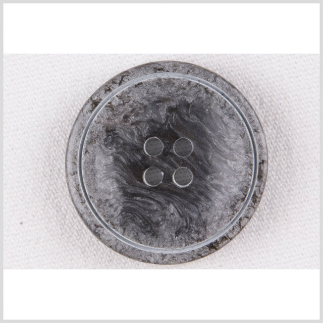 Plastic 4-Hole Button - 36L/23mm - Charcoal and Silver Swirls with Engraved Circle