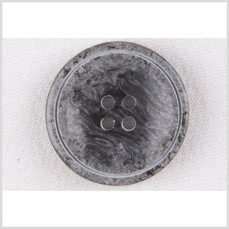 Plastic 4-Hole Button - 44L/28mm - Charcoal and Silver Swirls with Engraved Circle