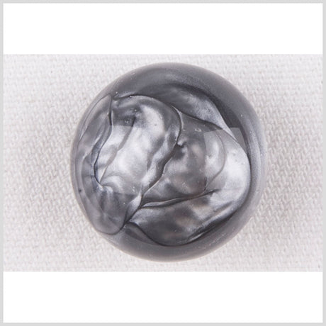 Plastic Shank Back Button - 36L/23mm - Domed Silver Gray Swirls