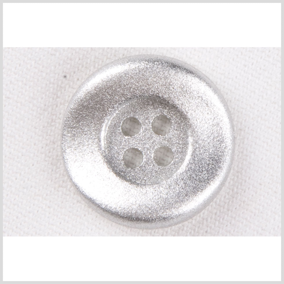 Plastic 4-Hole Button - 28L/18mm - Metallic Silver Crinkle