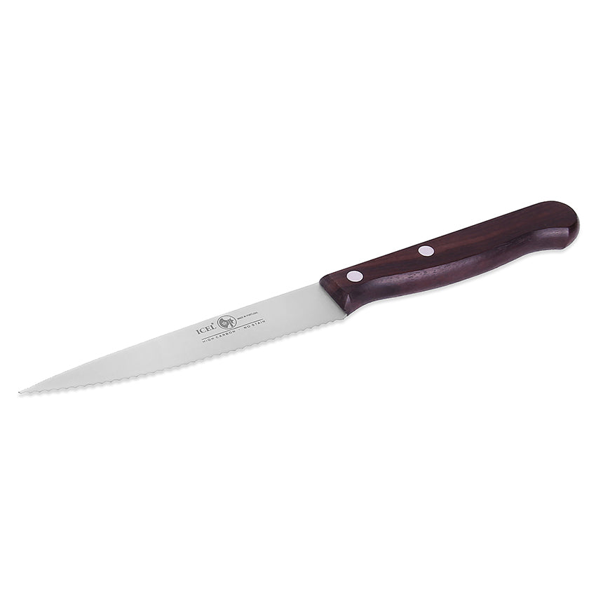 Icel Knife, Wavy Edge, 4-3/4" Blade, Wooden Handle