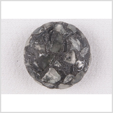 Plastic Shank Back Button - 40L/25.5mm - Domed Gray, White and Metallic Gray Mosaic