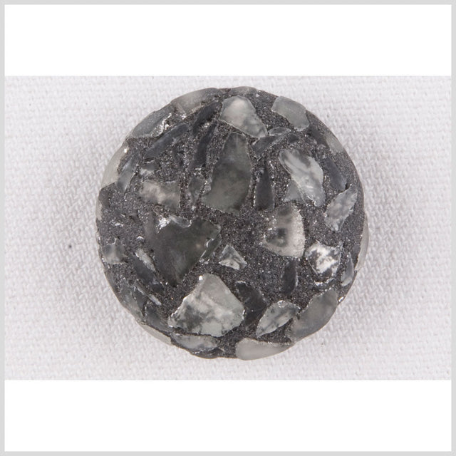 Plastic Shank Back Button - 40L/25.5mm - Domed Gray, White and Metallic Gray Mosaic