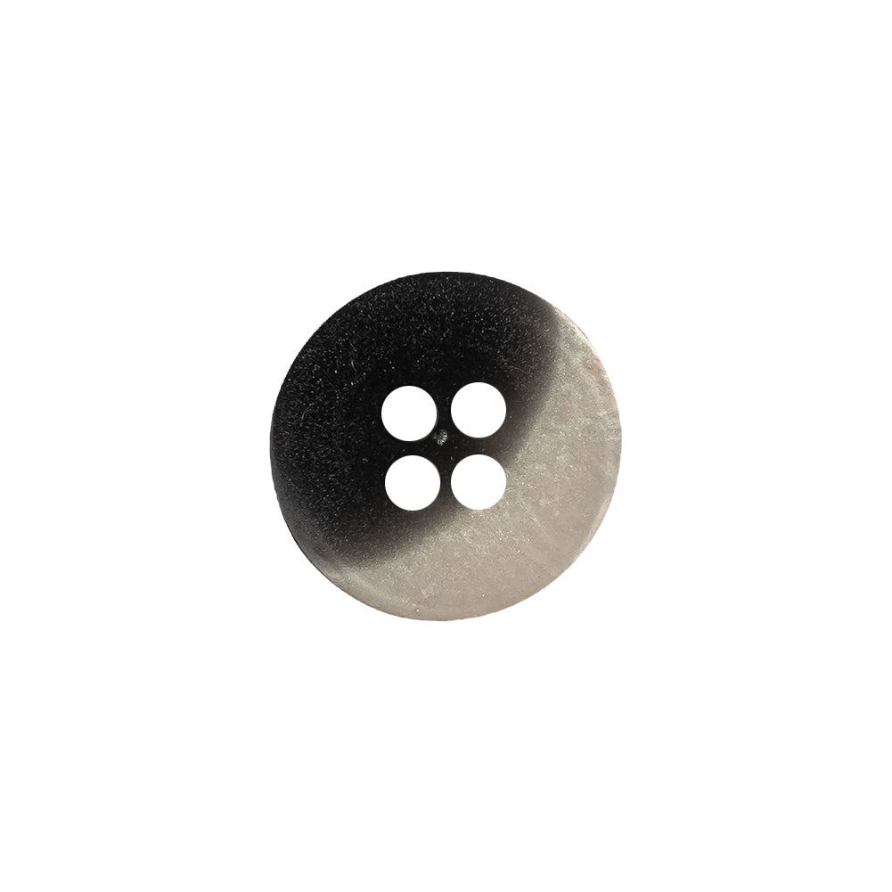 Plastic 4-Hole Button - 24L/15mm - Silvery Gray Iridescent Striations