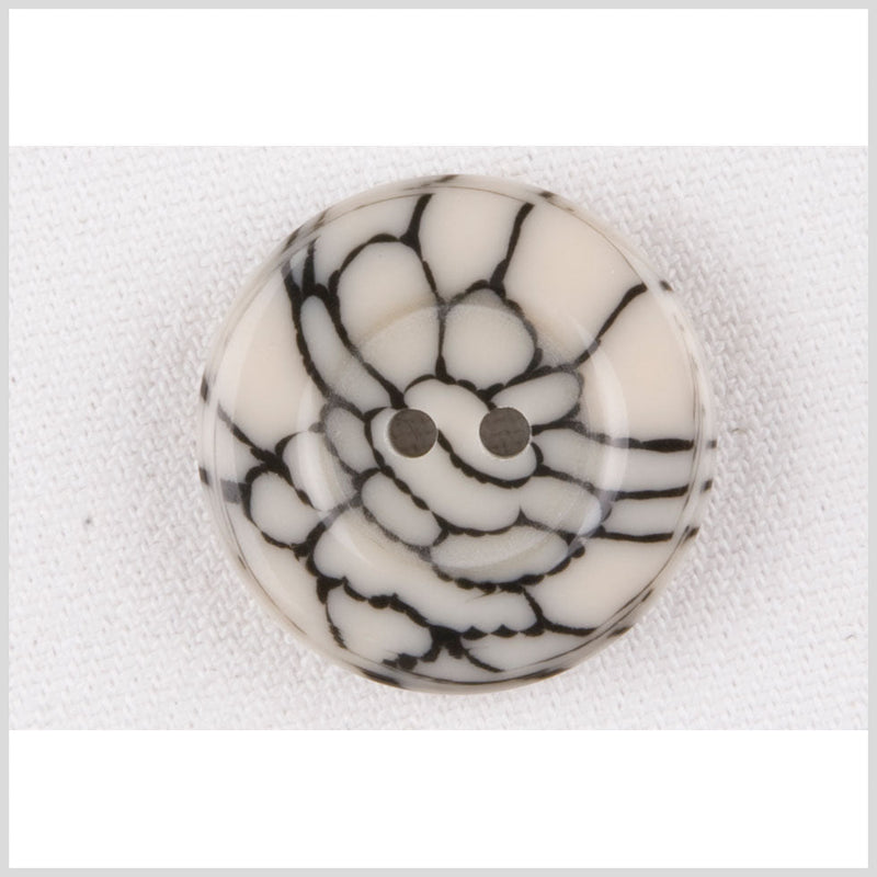 Ivory/Black Plastic Button - 36L/23mm