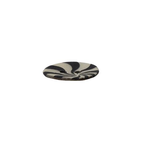 Natural Shell 2-Hole Button - 24L/15mm - Ivory and Black Radiating Swirl