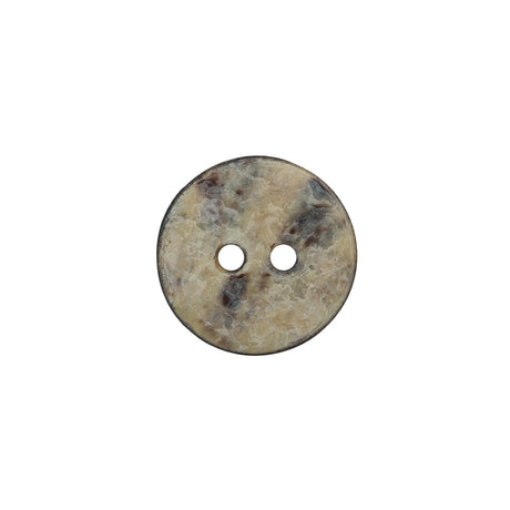 Natural Shell 2-Hole Button - 24L/15mm - Ivory and Black Radiating Swirl