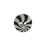 Natural Shell 2-Hole Button - 24L/15mm - Ivory and Black Radiating Swirl