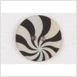 Natural Shell 2-Hole Button - 28L/18mm - Ivory and Black Radiating Swirl