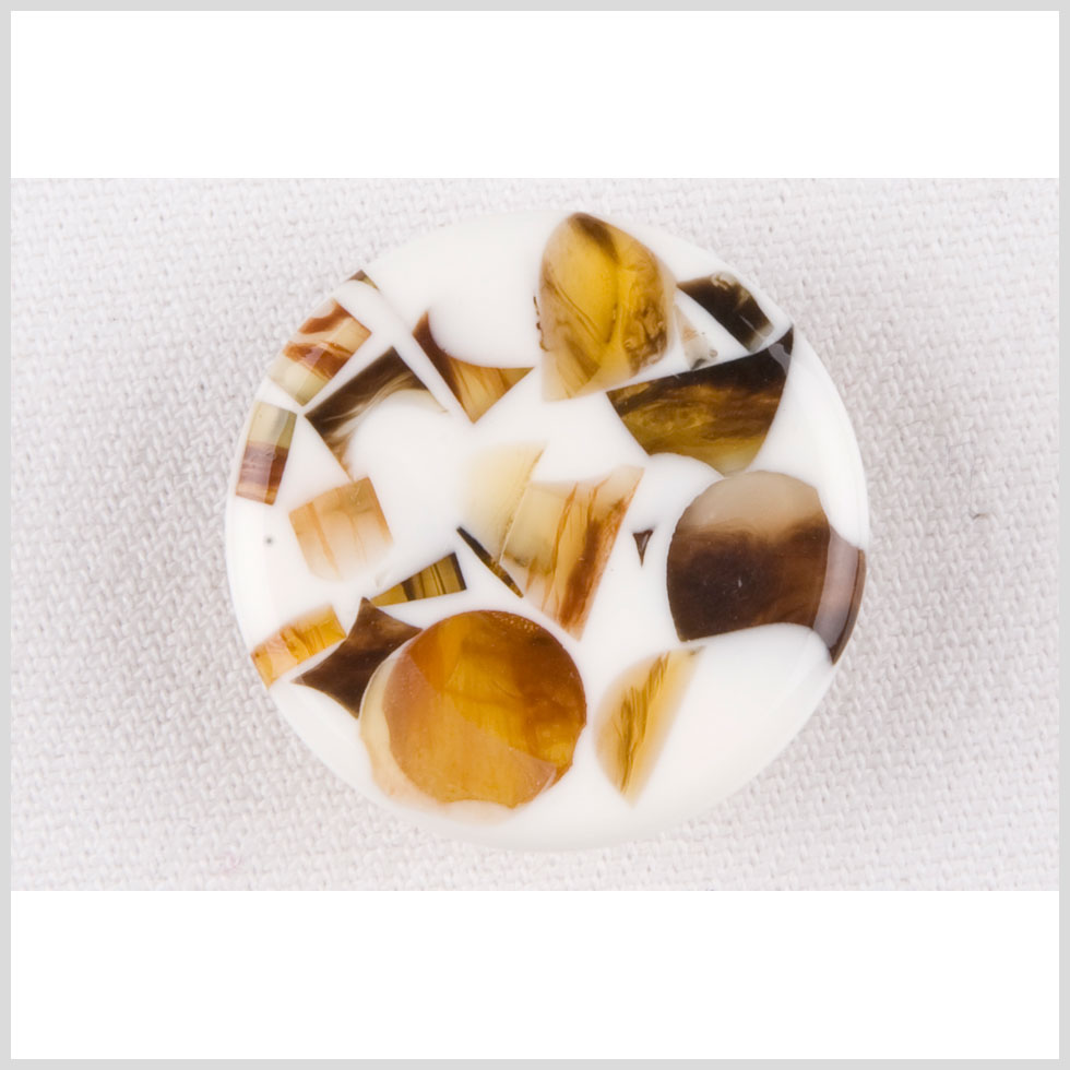 White and Amber Plastic Button - 44L/28mm