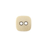 Square Plastic and Metal 2-Hole Button - 24L/15mm - Light Beige Striated with Metal Holes