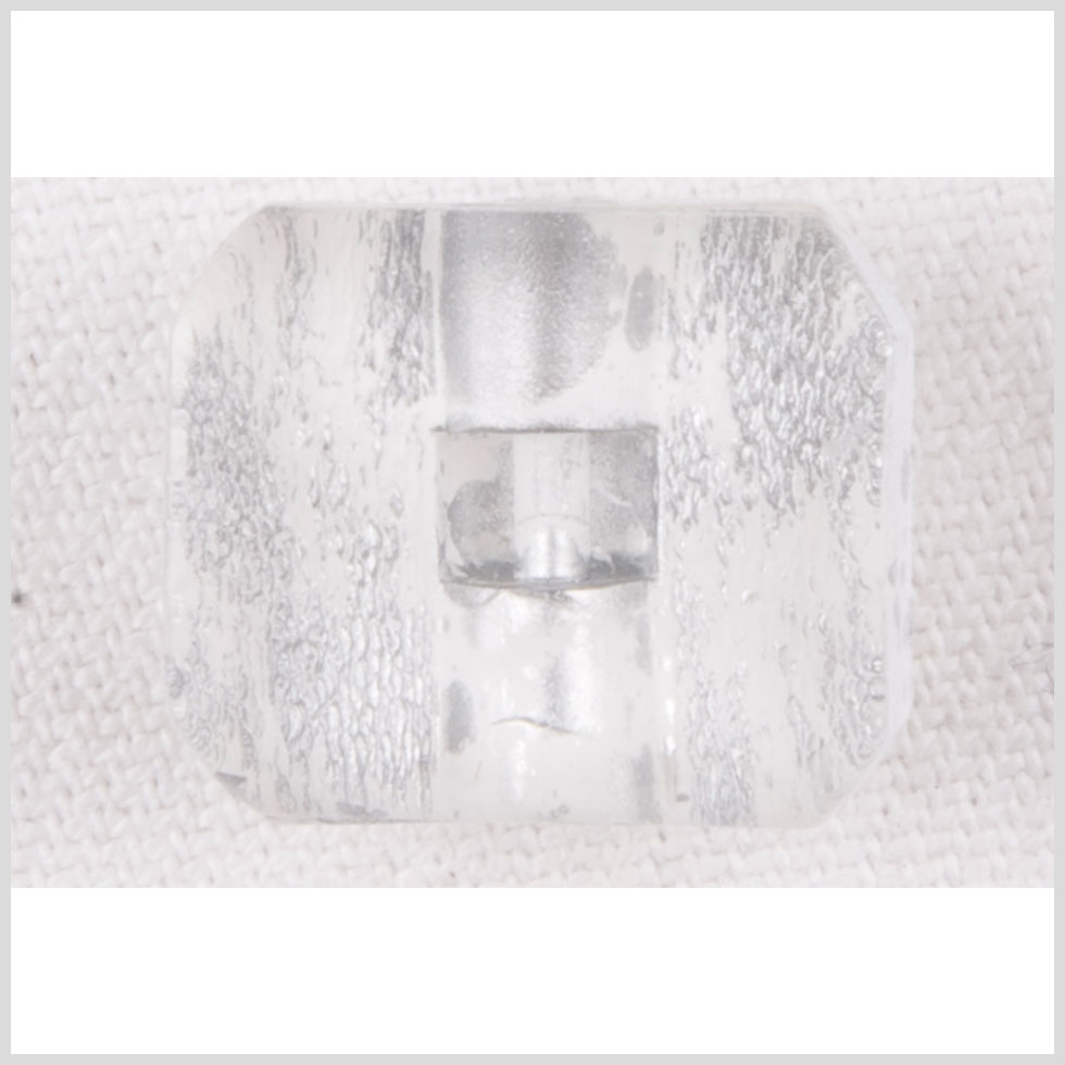 Rectangular Plastic Shank Back Button - 32L/20mm - Clear and White Crackle